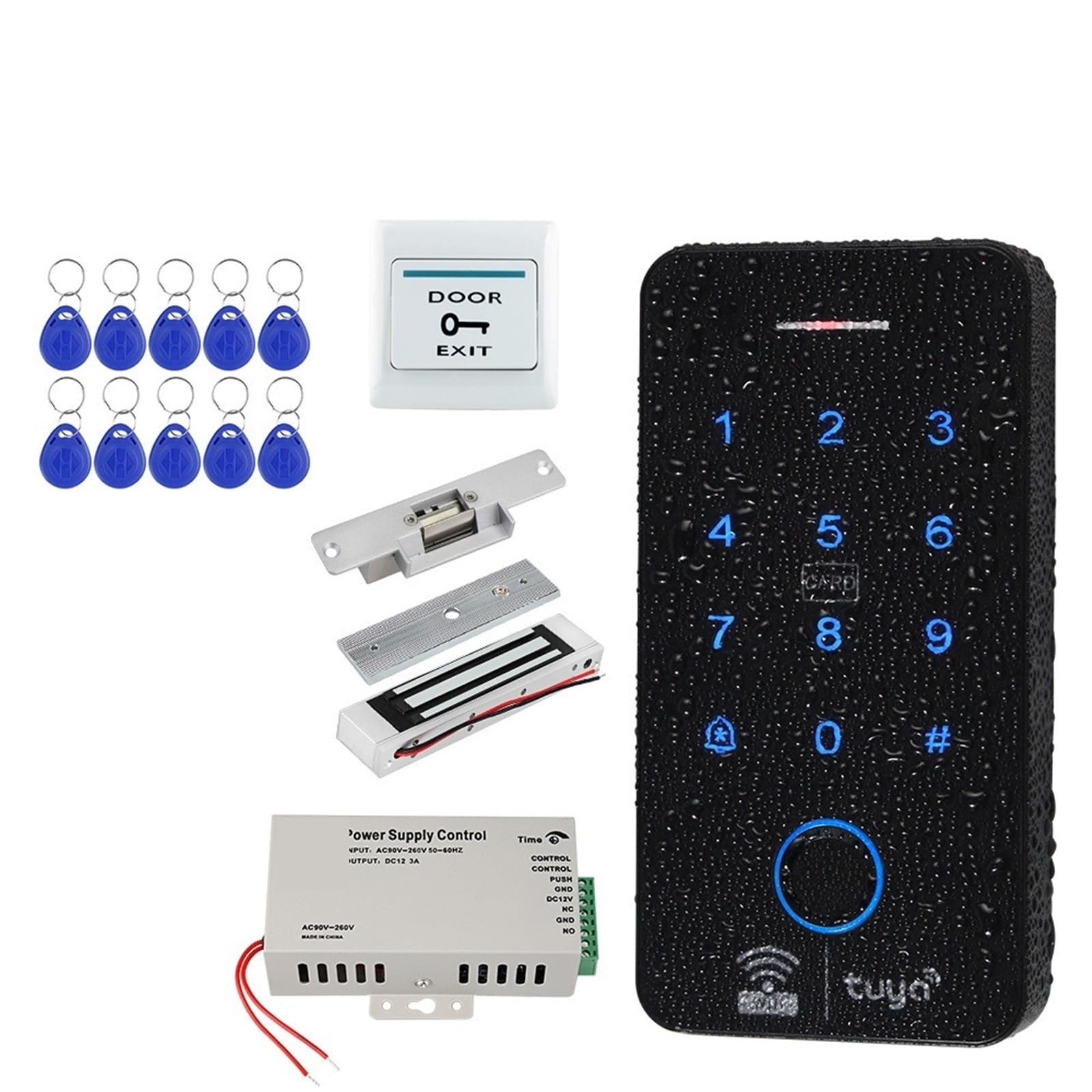 Kits de de Control de Acceso al Aire Libre, WiFi, Bluetooth, aplicación Tuya, RFID, Resistente al Agua, Teclado de Huella Digital, Cerradura magnética eléctrica for Puerta(Kit5 (180KG U Lock))