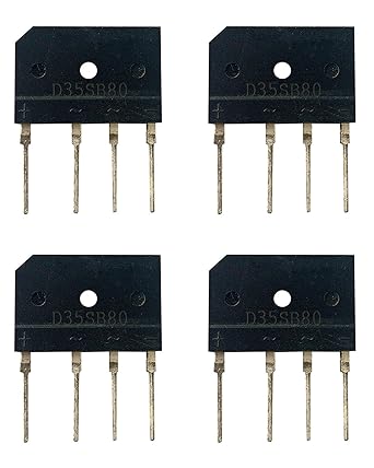 Wizzo (Pack of 4 Pieces) D35SB80 Single Phase 800V 35A Through Hole Bridge Rectifier, Electronic Components, Multipurpose Use, Electronic Circuit Repair