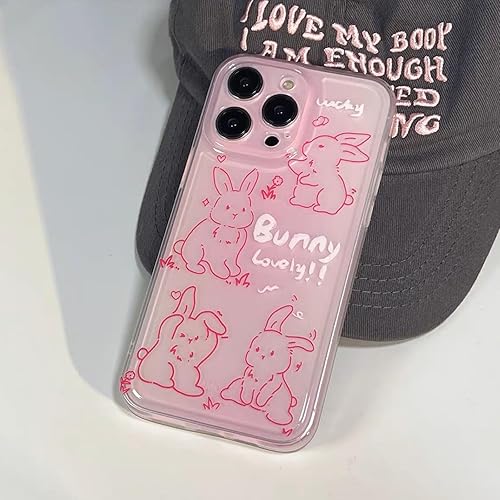 Miniatura 5 de Funda de teléfono para iPhone 13 Pro Max, funda de dibujos animados de conejo rosa transparente en 3D para mujeres y niñas