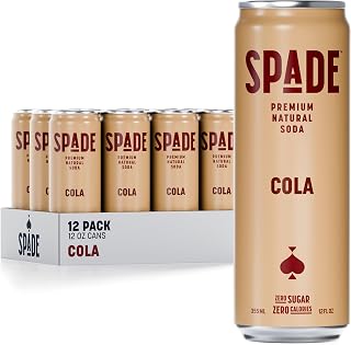 Spade Soda Modern Cola 12-Pack: Zero Sugar, Zero Calories, Natural Stevia, Electrolytes, Non-GMO Healthy Soda
