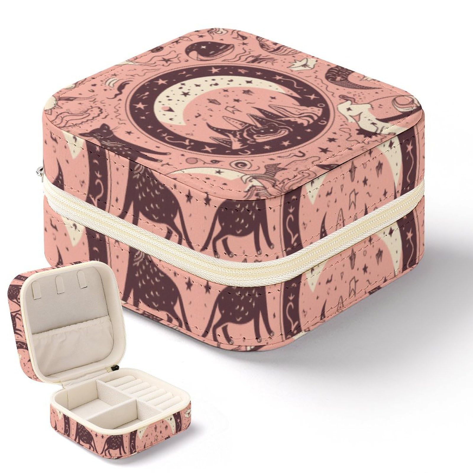 Boîte à bijoux carrée cuir espace - Cadeau idéal voyage et bagues