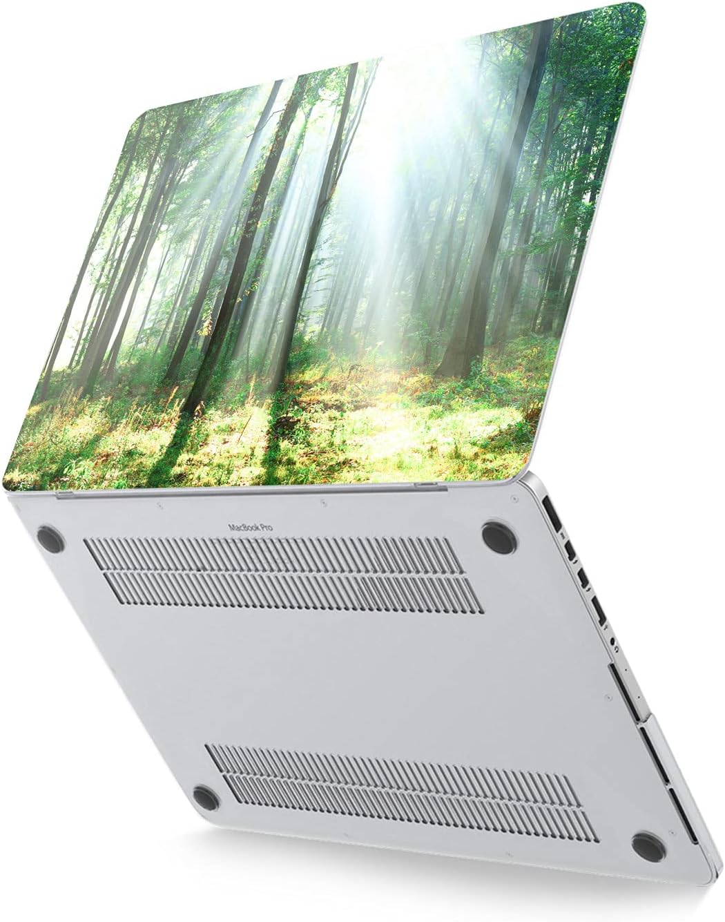Hard Case Compatible for MacBook Pro 16 14 M3 M2 2023 M1 Pro 13 2022 Air 13 2021 Retina 2020 Mac 11 12 Sunlight Laptop Protective Spring Green Trendy Cover Nature Design Forest Trees Print