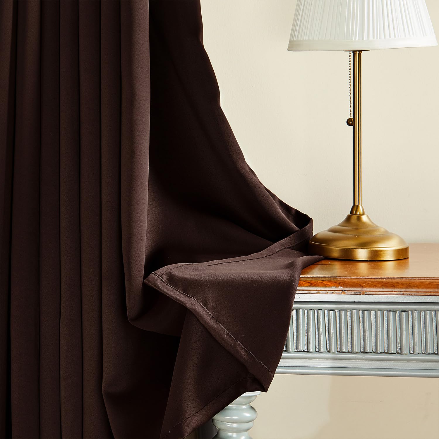 Amazon Brand - Solimo Polyester 100% Blackout Plain Window Curtains|100% Room Darkening| 8 Feet |Set of 2| Plain Design | Blackout|for Living Room Kids Room and Bedroom | Color- Dark Brown