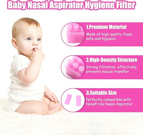Miniatura 14 de Paquete de 100 filtros higiénicos de aspirador nasal de alta calidad, repuesto para filtros de aspirador nasal de bebé, sin BPA, ftalatos y látex