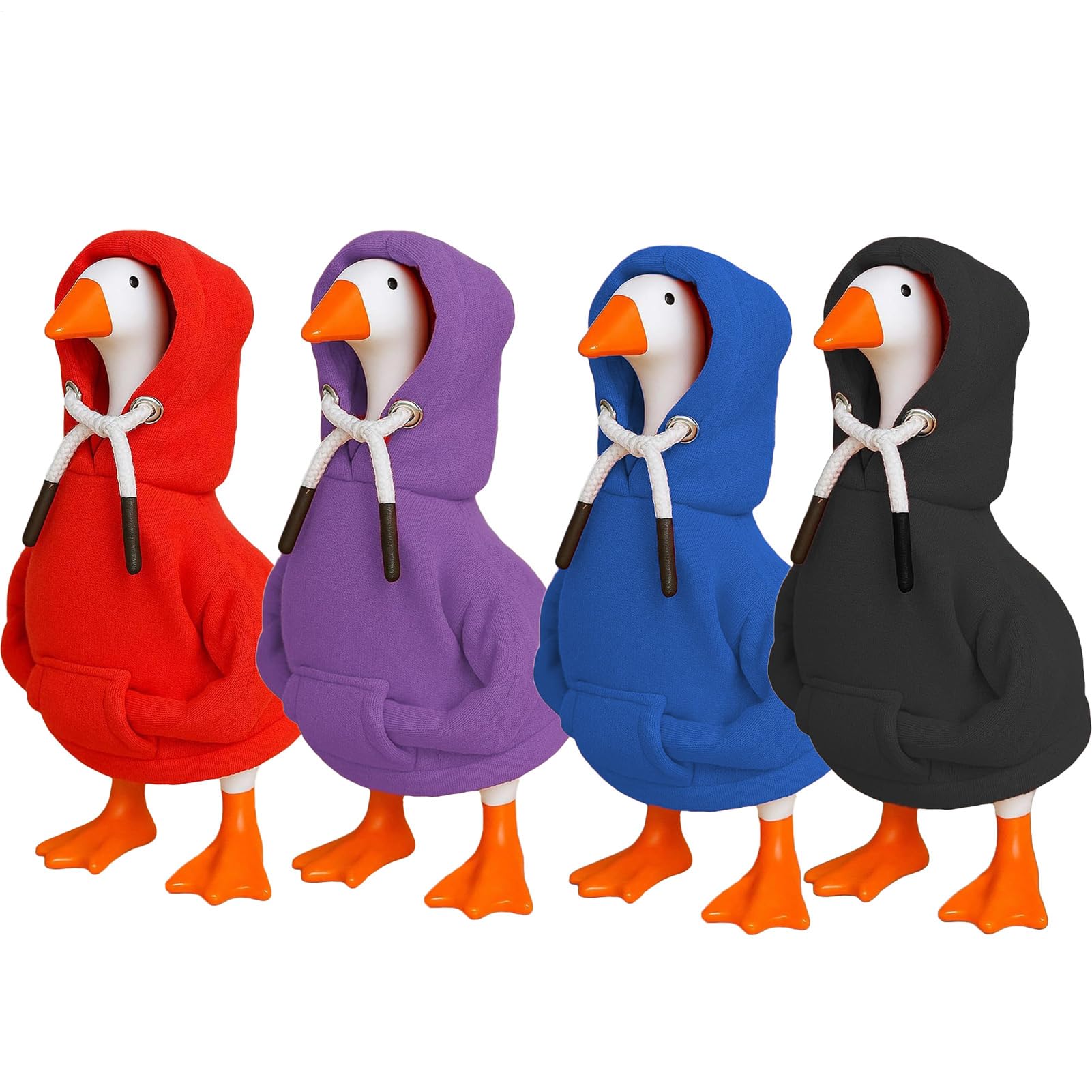 Shenrongtong 4PCS Desk Gooses Outfits, 7 Inch Tabletop Mini Geese Hoodies, Funny Porch Gooses Decor Costum For Desk Geese Statue, Holiday Table Decor