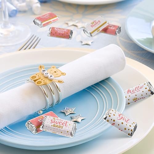 Miniatura 5 de Clabby Envolturas de dulces para baby shower mini barra de dulces en miniatura calcomanías de barra de chocolate para niños y niñas decoración de