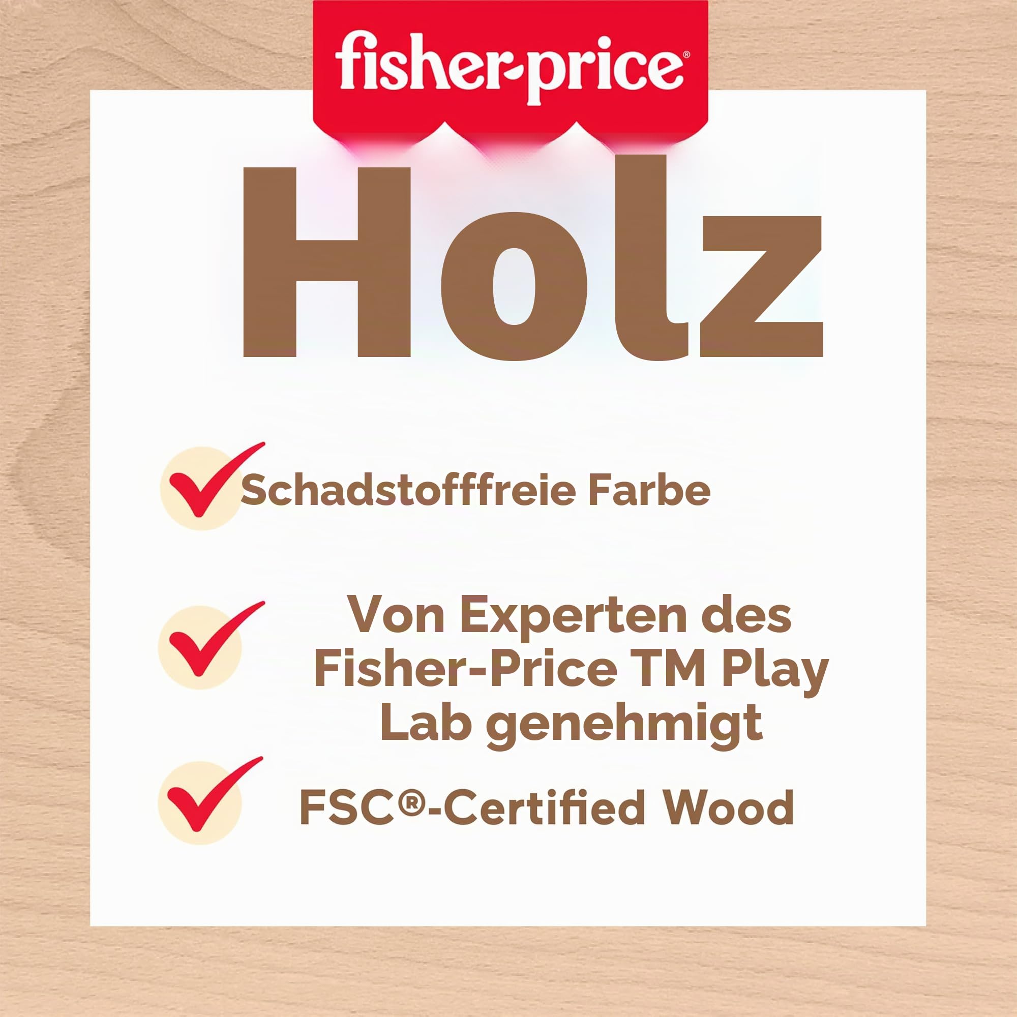 Fisher-Price Holz Baby Spielzeug Aktivitätsdreieck, 3-seitiges hölzernes Feinmotorik-Entwicklungsspiel für Säuglinge ab 6 Monaten