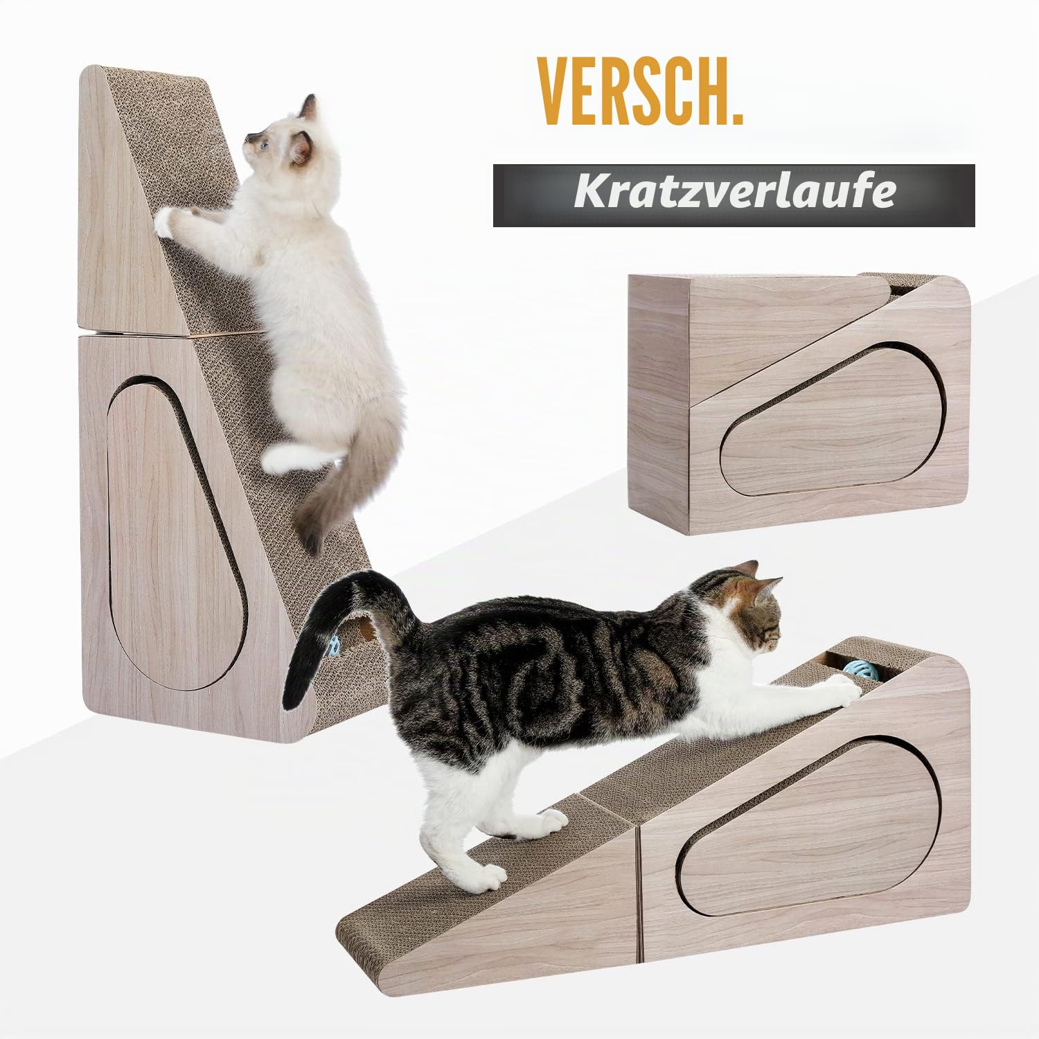 PAWZ Road Kratzpads für Grosse Katzen - 31 * 19 * 71 cm - Kratzmöbel aus Qualitäts-Pappe, Kratzbrett zur Krallenpflege, Katzenzubehör zum Spielen, Schlafen & Kratzen