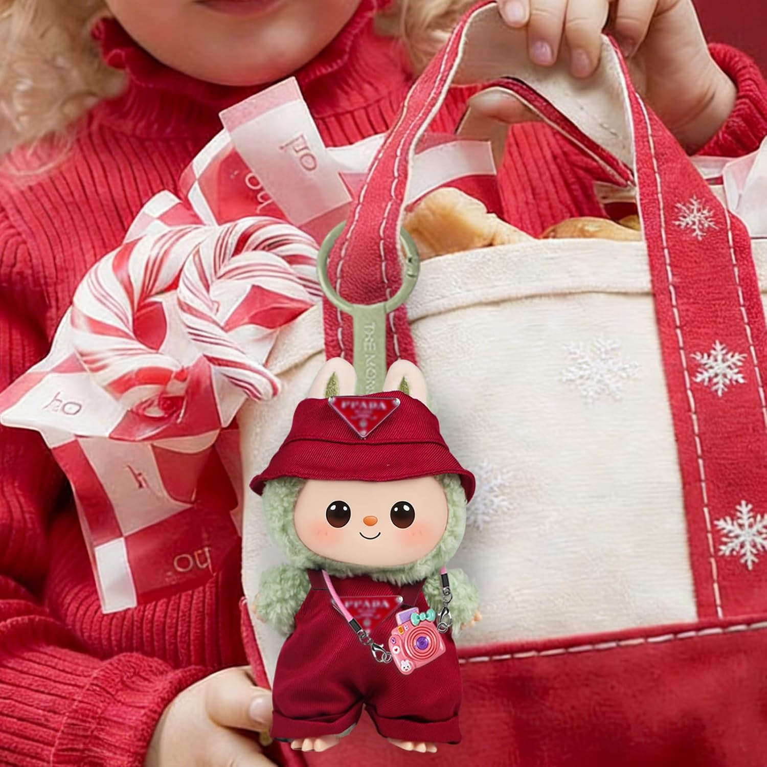 One Set Clothes for LABUBU Doll (NO Doll), Handcrafted Crochet Accessories for LABUBU About 6.7'' Dolls, Premium Outfit-Cute Clothes for Dress up Unique Style (1 Set of Clothing outfit1)