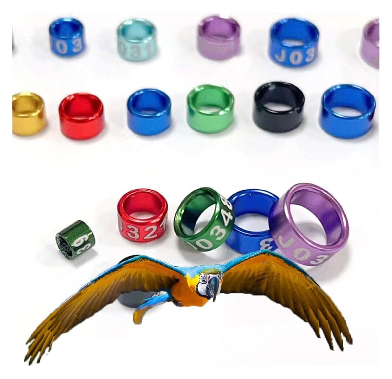 Anillas de aluminio para patas de aves, Paquete de banda de identificación de anillo de pata de paloma multicolor de 50-200 piezas de varios tamaños(Mixed Colors6.0mm,150pc)