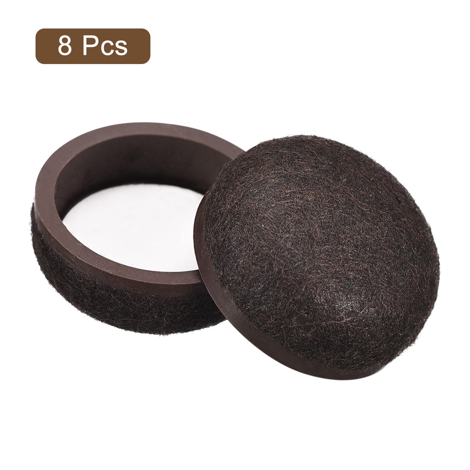 uxcell Furniture Sliders, 8Pcs 1 1/4" - Formed Felt Round Sliding Pads, Chair Glides for Carpeted Tile Vinyl Hardwood Floors (Brown) - Image 3