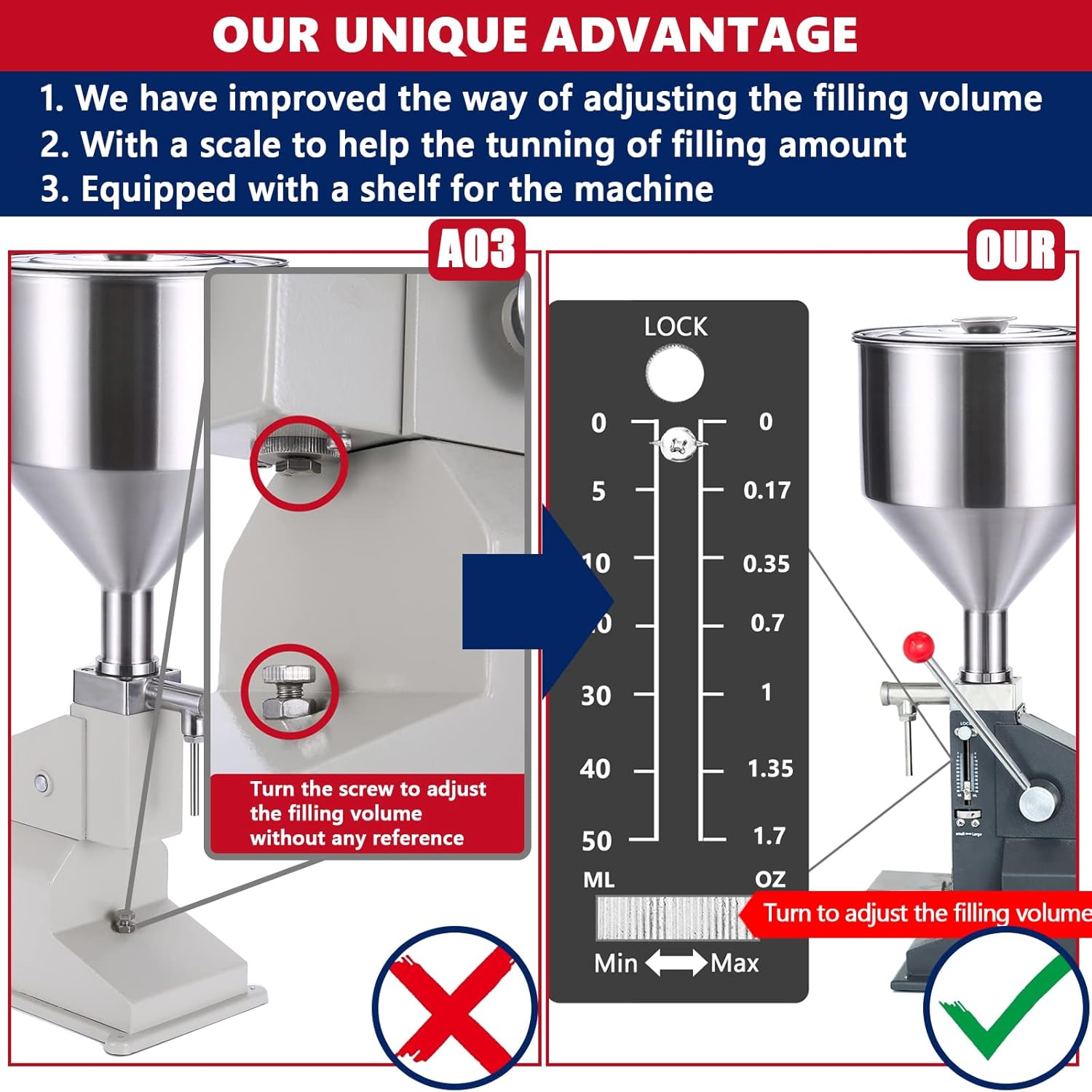 ❤ Crazy Deals KIMTEM Manual Filling Machine,Bottle filling Machine, A03 Pro Filling machine For Liquid Paste Cosmetic Cream