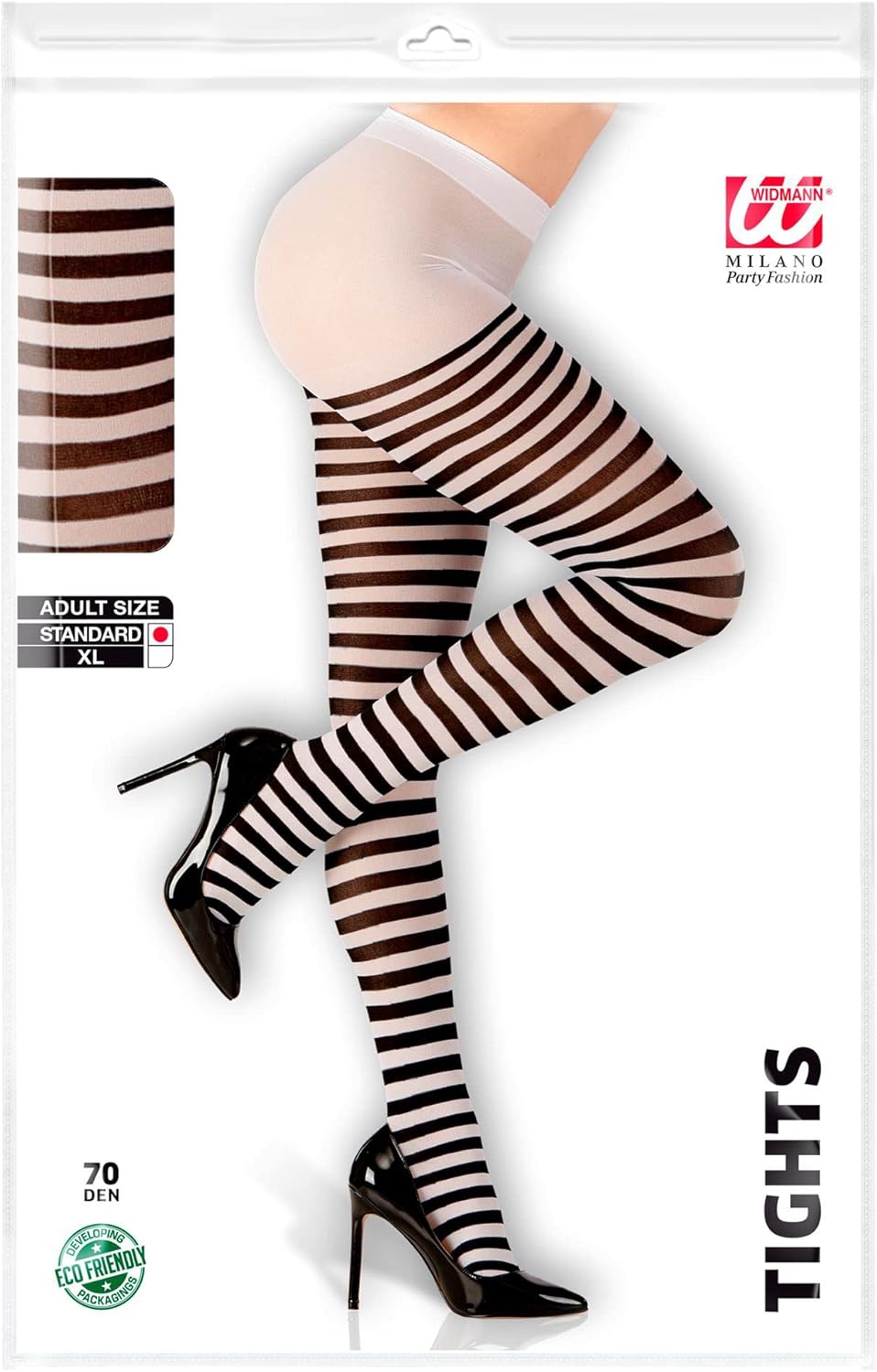 Pantyhose Striped Blk and Wht Neon Accessory for Lingerie Fancy Dress