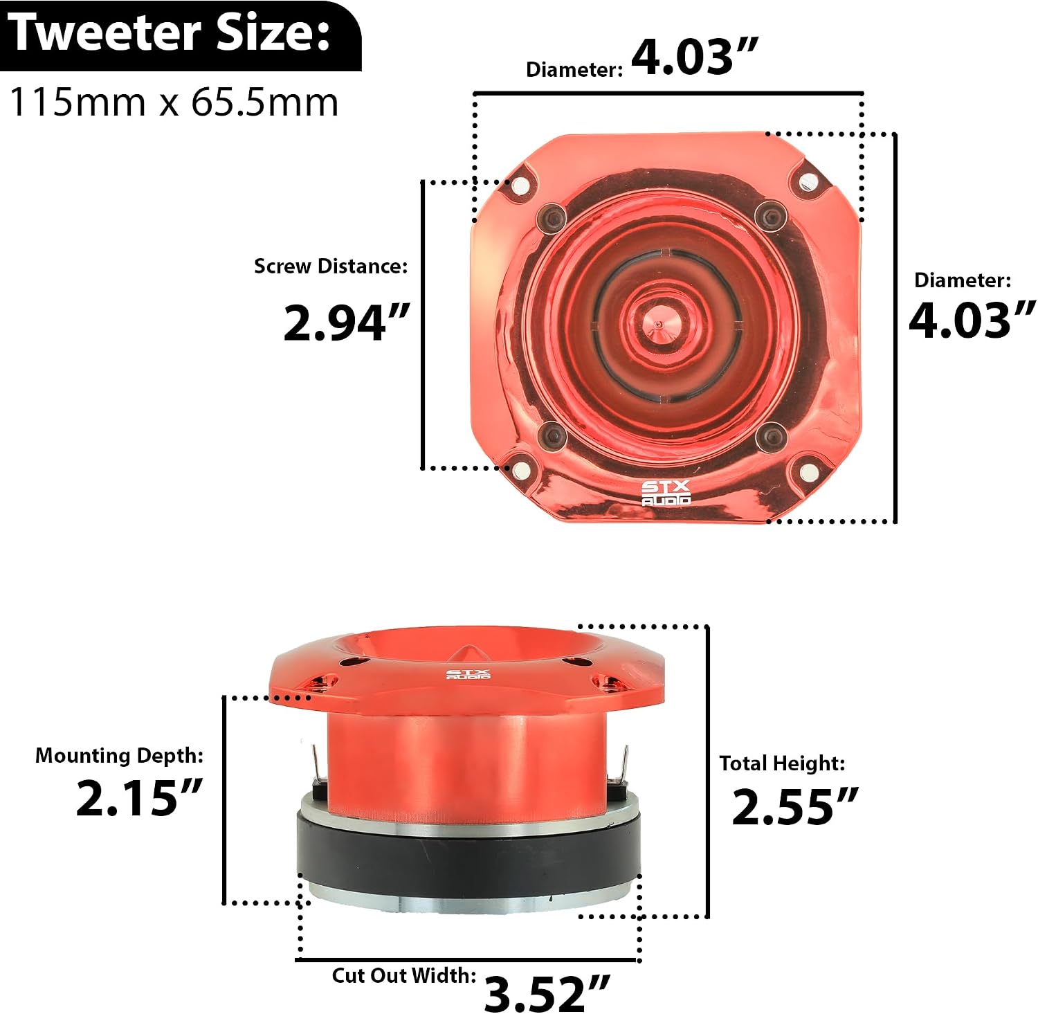 STXAudio STX-700TW 4.03-Inch Super Tweeter Speaker, 4 Ohm, 1500W Max Power, 105dB Sensitivity, Titanium Diaphragm, CCAW Voice Coil for Pro Car Audio