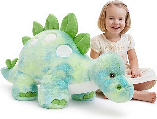 Miniatura 11 de Animales de peluche de dinosaurio, juguete de peluche para niñas y niños, una mamá dinosaurio con 3 dinosaurios bebés, triceratops, estegosaurio