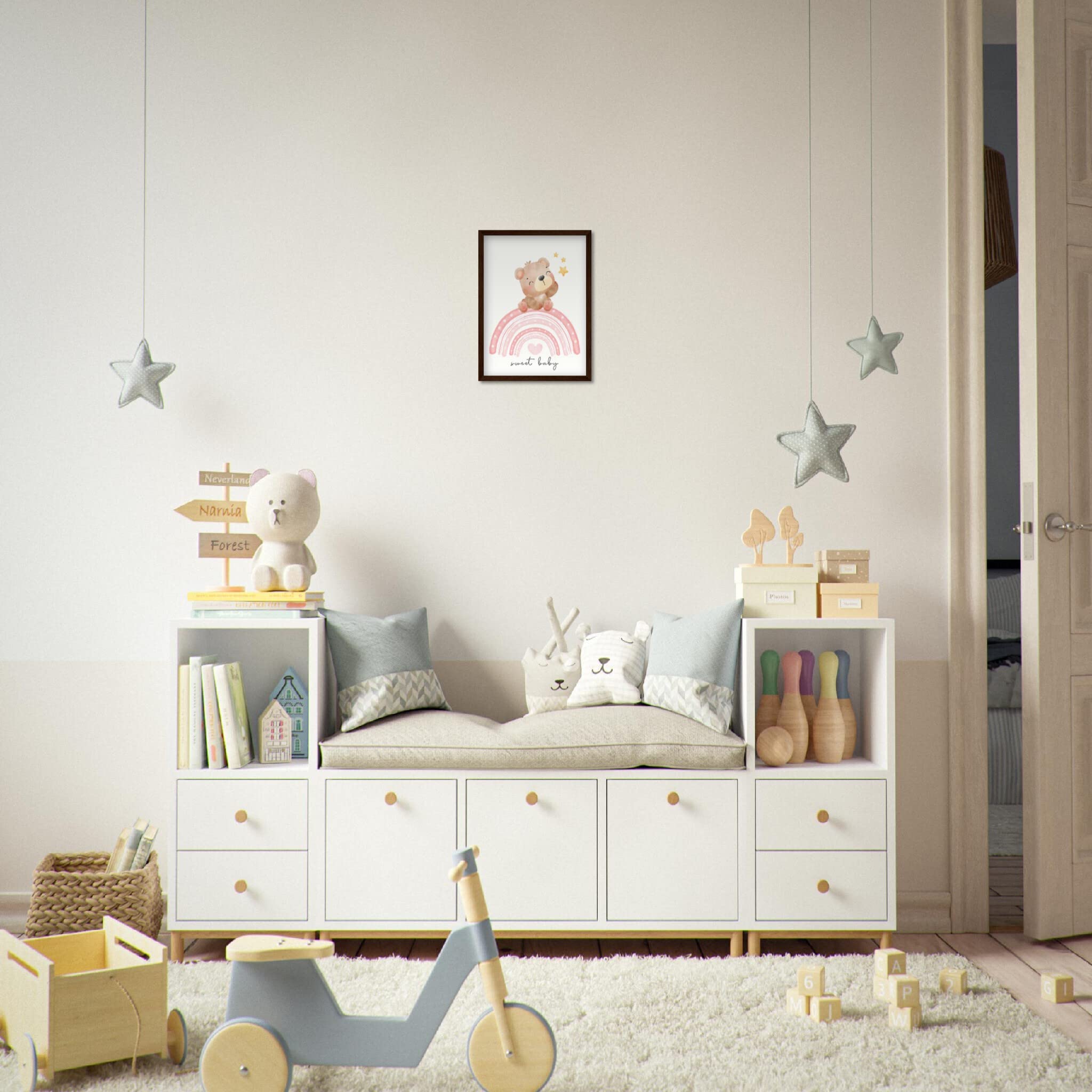 Art mural enfant Sweet Teddy Rainbow, cadeau de naissance idéal - 7