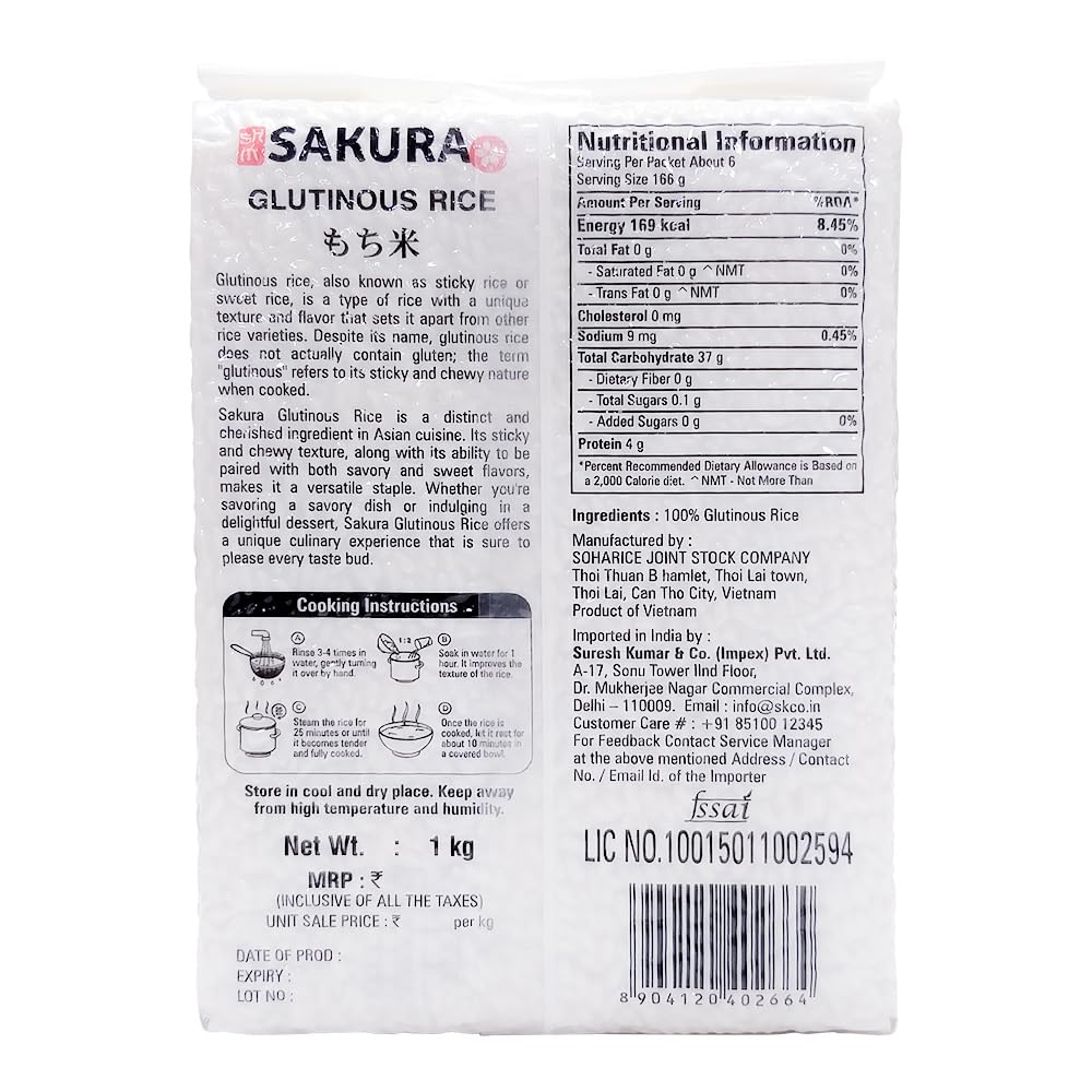 SHINSAKURA Glutinous Rice 1 Kg Vacuum Packed