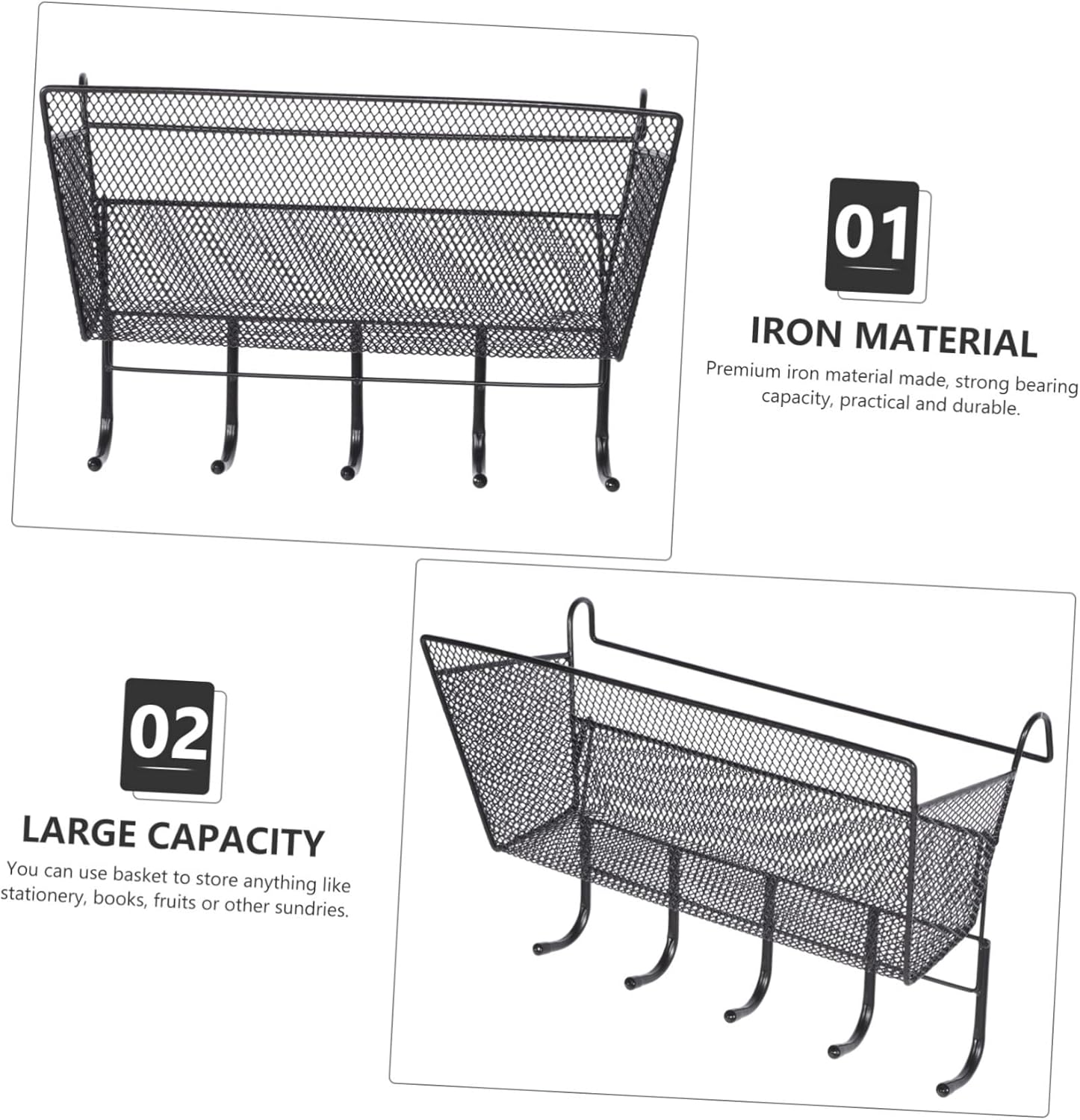 MAGICLULU Dormitory Hanging Basket Organizer with Iron Art Storage Rack Multi-functional Bedside Basket for Students Space-saving Wall-mounted Design for Room Decor