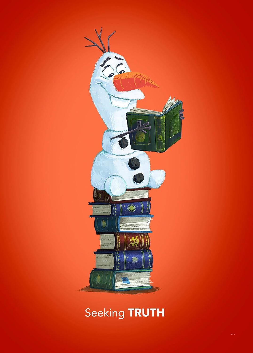 Komar Disney Frozen Olaf Reading Wall Picture for Nursery, Baby Room, Decoration Art Print Without Frame Available in 3 Sizes, Colourful, WB068-50x70