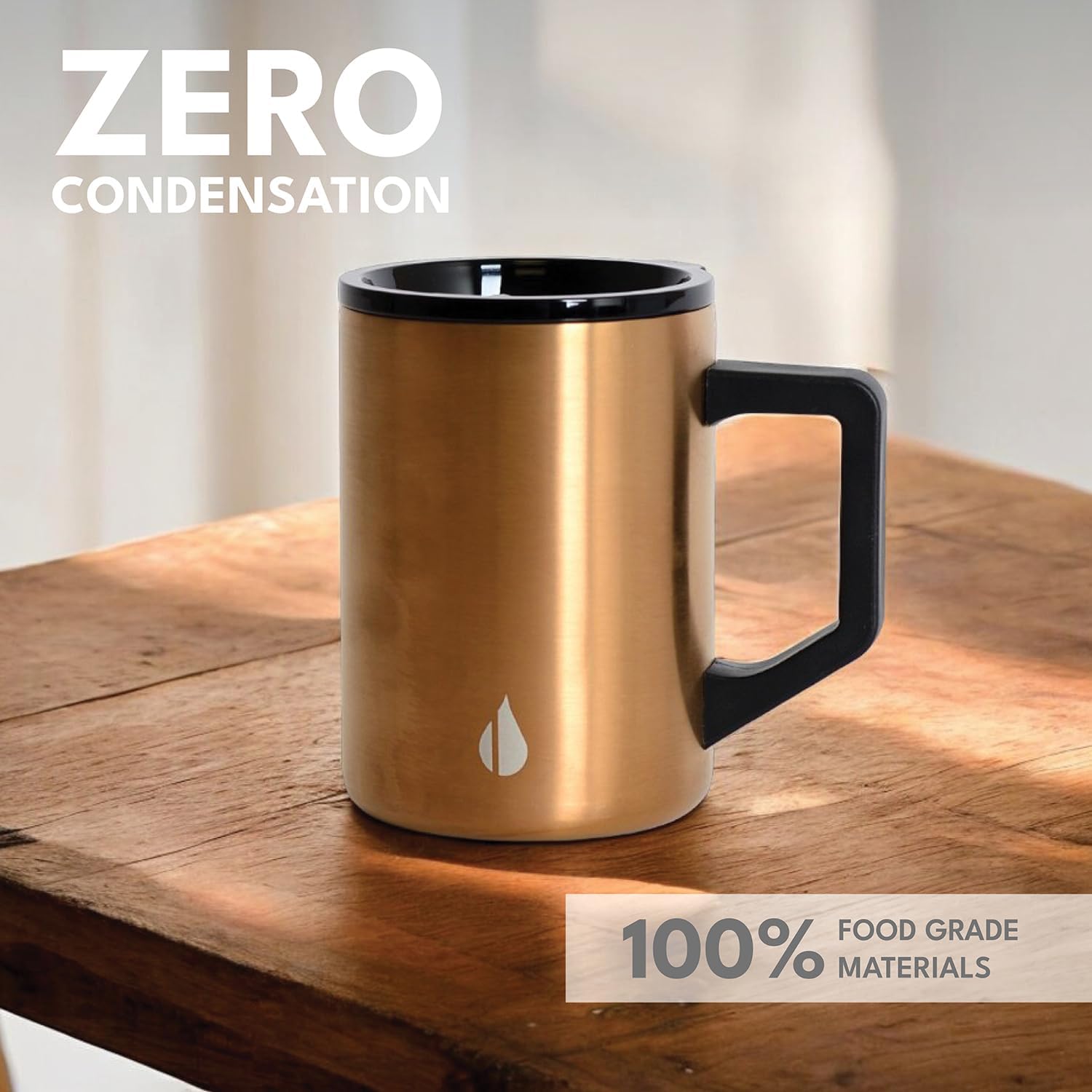 Elemental Insulated Coffee Mug - Triple-Wall Stainless Steel Summit Travel Cup for Hot and Cold Drinks - Thermal Coffee Mug with Lid and Handle for Camping, Office & Travel 16oz - Copper - Image 6