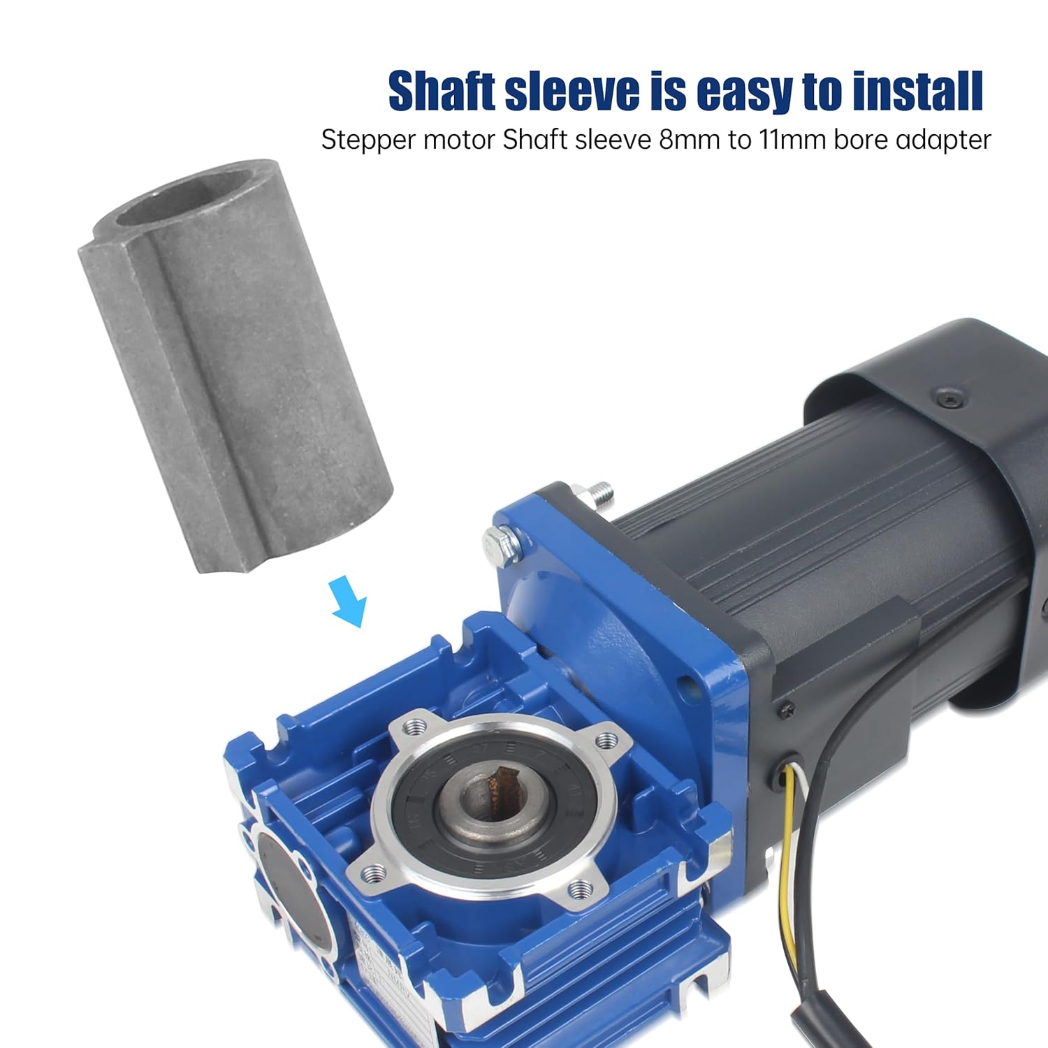 8mm to 11mm Shaft Sleeve 8mm Shaft Motor to 11mm Bore Adapter for RV030 Worm Gear Speed Reduce RV30 Gearbox 0.31inc