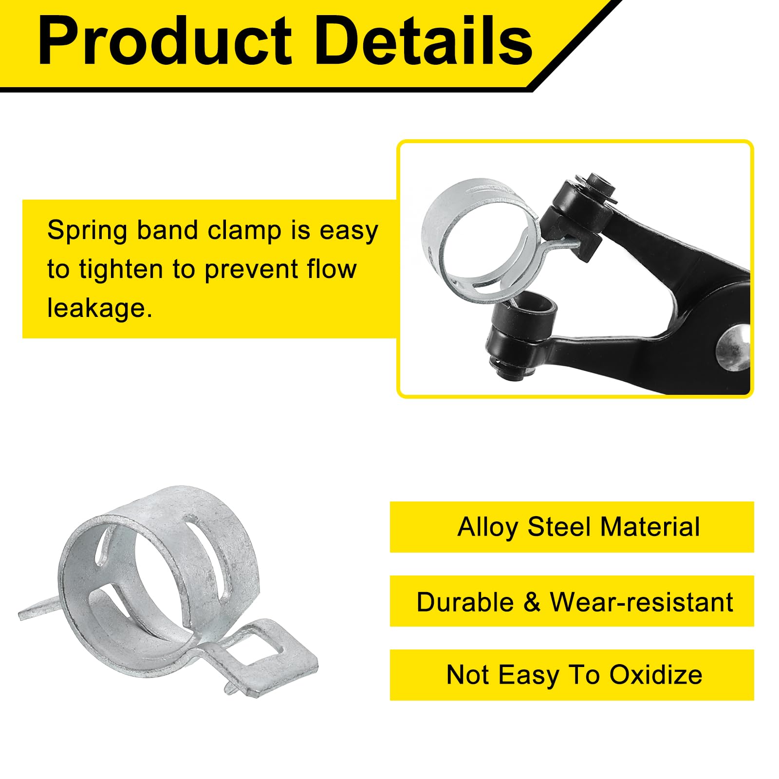 Sourcingmap 12Pcs Spring Band Type Action Fuel/Silicone Vacuum Hose Pipe Clamp - Image 3