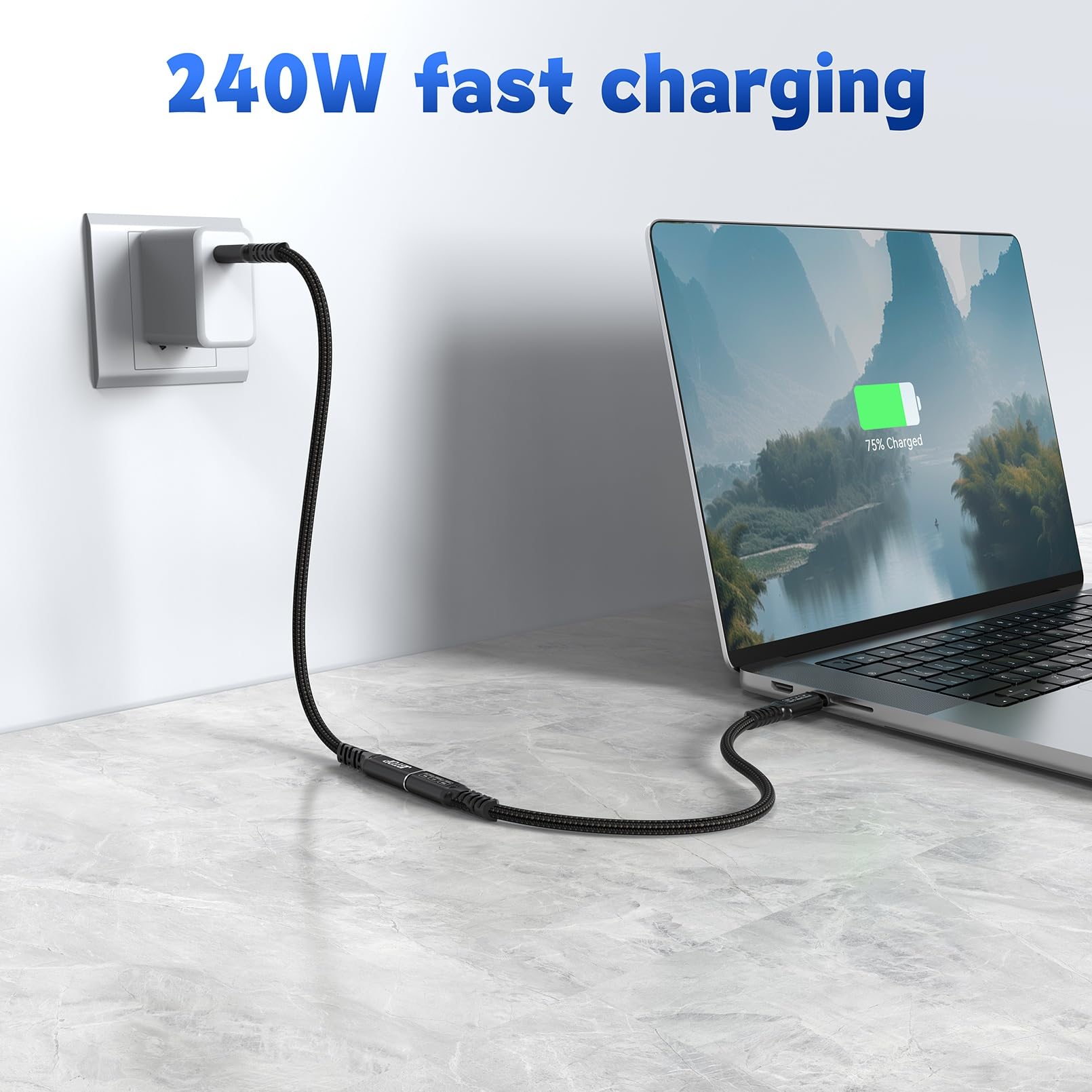 Câble d'extension USB C 80 Gbit/s, [80 Gbit/s/240 W/16 K] USB C mâle vers femelle Extension 5 A charge et synchronisation rapides pour hub USB C/PSVR2/iPhone 15 16 Pro max/MacBook Air M2 Pro