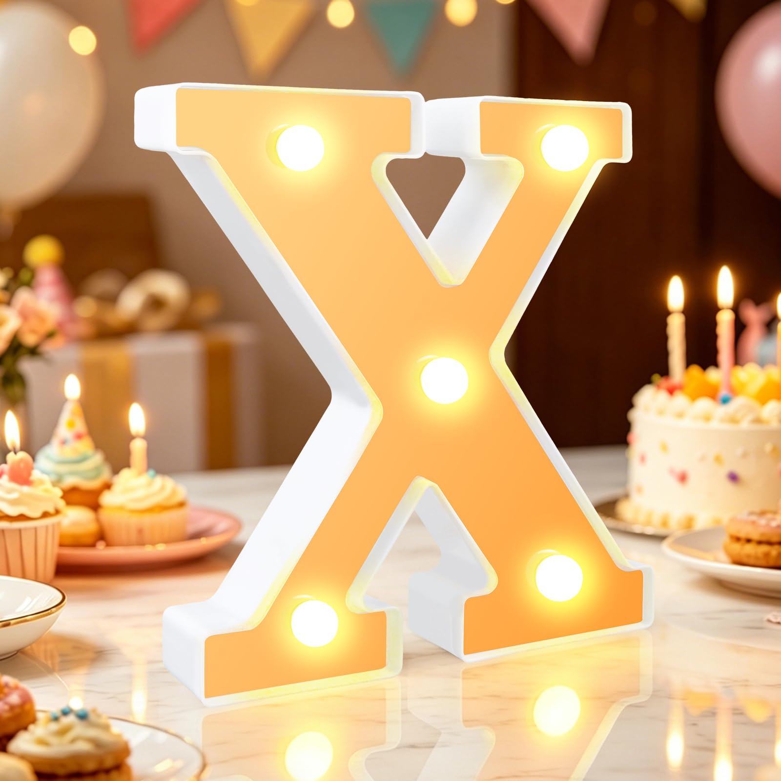 Light up Letter, 6.3IN Letter Light X, Warm White Led Letters, Gold-mirrored, Gifts for Girls Women Party Birthday Decor (gold-letter X)