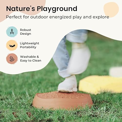 Miniatura 4 de Tiny Land Piedras de paso para niños, 5 piedras antideslizantes para niños pequeños, piedras sensoriales para promover el equilibrio y las