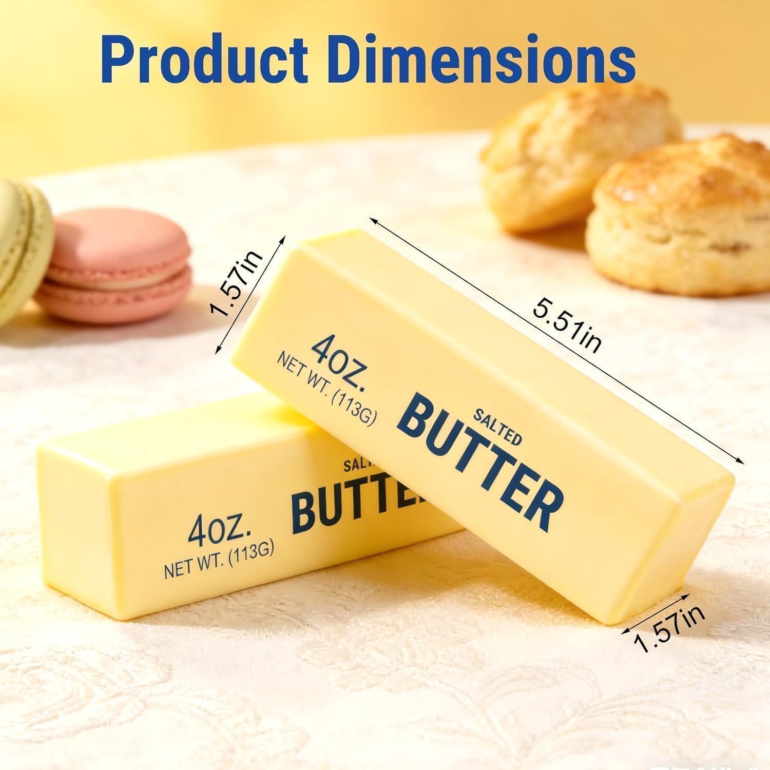 2PCS Butter Squishy Toys，Slow Rebound Butter Squeeze Stress Ball , Sticky Butter Sticks Squeeze Toys, Realistic Food Squishies Fidget Toys for Adults, Office Desk Decor & Gift