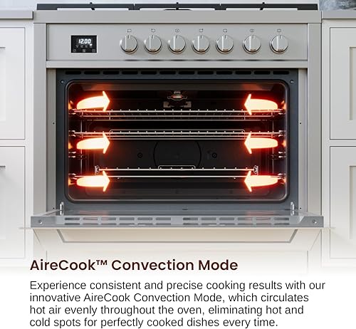 Miniatura 9 de Rangaire RRG361TS Cocina de Gas de 36" con Temporizador - Acero Inoxidable, Quemadores Sellados, Ventilador de Convección, Estantes de Fácil Alcance