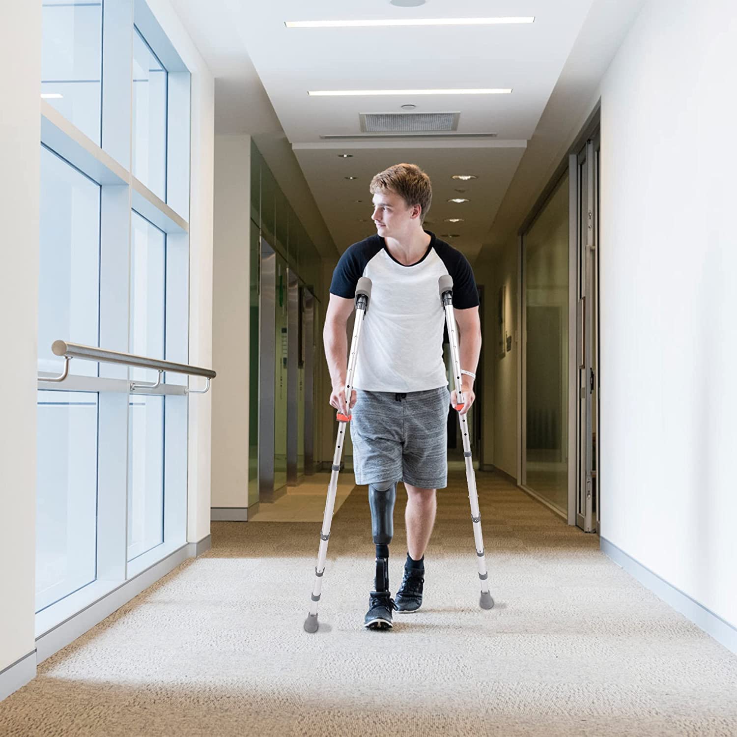 PAASHE Muletas Bastones Plegables de Aluminio para Caminar, bastón Ajustable para rehabilitación, Bastones médicos para Axilas, muleta para Adultos/Adolescentes