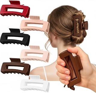 Suncalla 6 Pcs Squishy Claw Clips, Large Square Non Slip for Thick Curly | Soft Flexible Lightweight, Holds for Thick Thin Curly Hairs, 6 Colors for Women Daily Styles, Comfortable Cloud Shape Grip