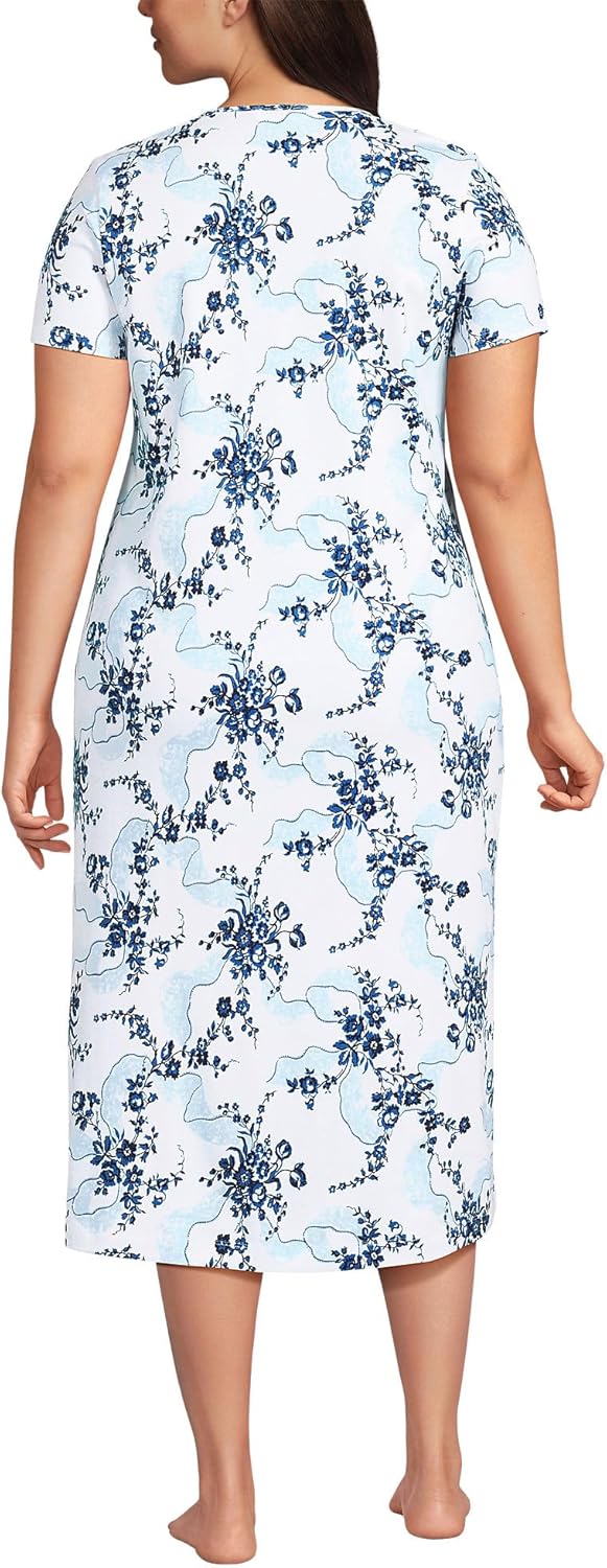 Lands' End Women's Cotton Short Sleeve Midcalf Nightgown - Image 2