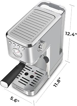 CHULUX Kompatto Espresso Machine 20 Bar with Milk Frother, Stainless Steel Automatic Espresso Coffee Machine for Home Latte & Cappuccino Maker, 40oz Removable Water Tank, 1350W