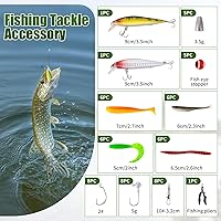 Vista 5 de Combo de carrete de caña de pescar, 2 cañas de pesca telescópicas de 6.89 pies, 2 carretes giratorios, juego de alicates de pesca con bolsa