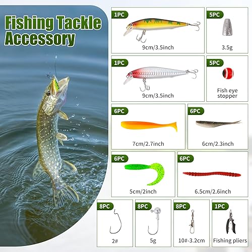 Miniatura 5 de Combo de carrete de caña de pescar, 2 cañas de pesca telescópicas de 6.89 pies, 2 carretes giratorios, juego de alicates de pesca con bolsa de Negro