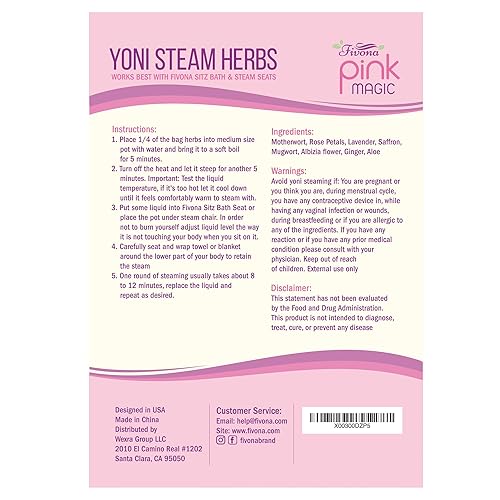 Miniatura 8 de FIVONA Yoni Hierbas vaporizantes para vapor en casa V, receta mágica rosa para desintoxicación y limpieza, equilibrio de pH y control de olores, 2-4