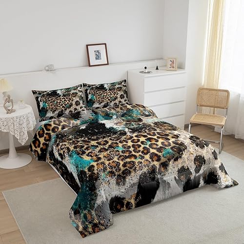 Miniatura 5 de Juego de edredón para niños con estampado de leopardo tamaño Queen, decoración de dormitorio para niños, niñas y adultos, edredón de plumón con