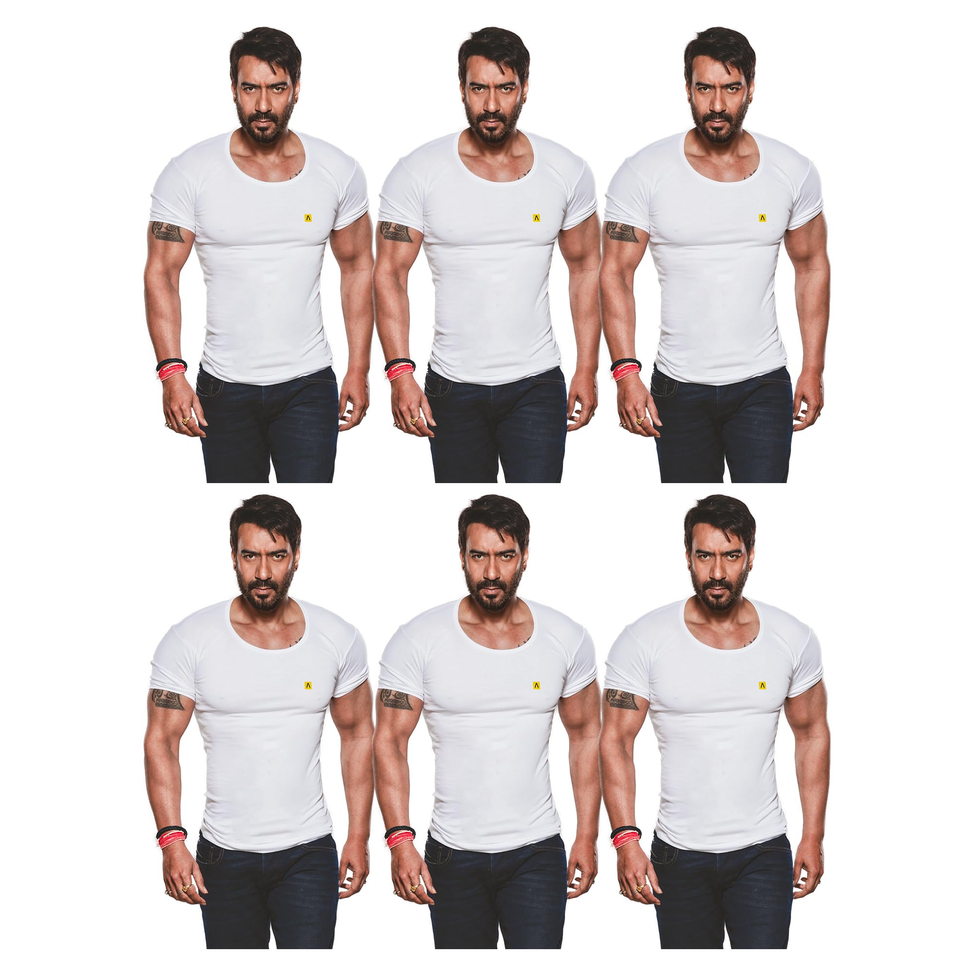 amul comfy Men's Cotton Solid White Vest With Sleeve Pack of 6-picture-33