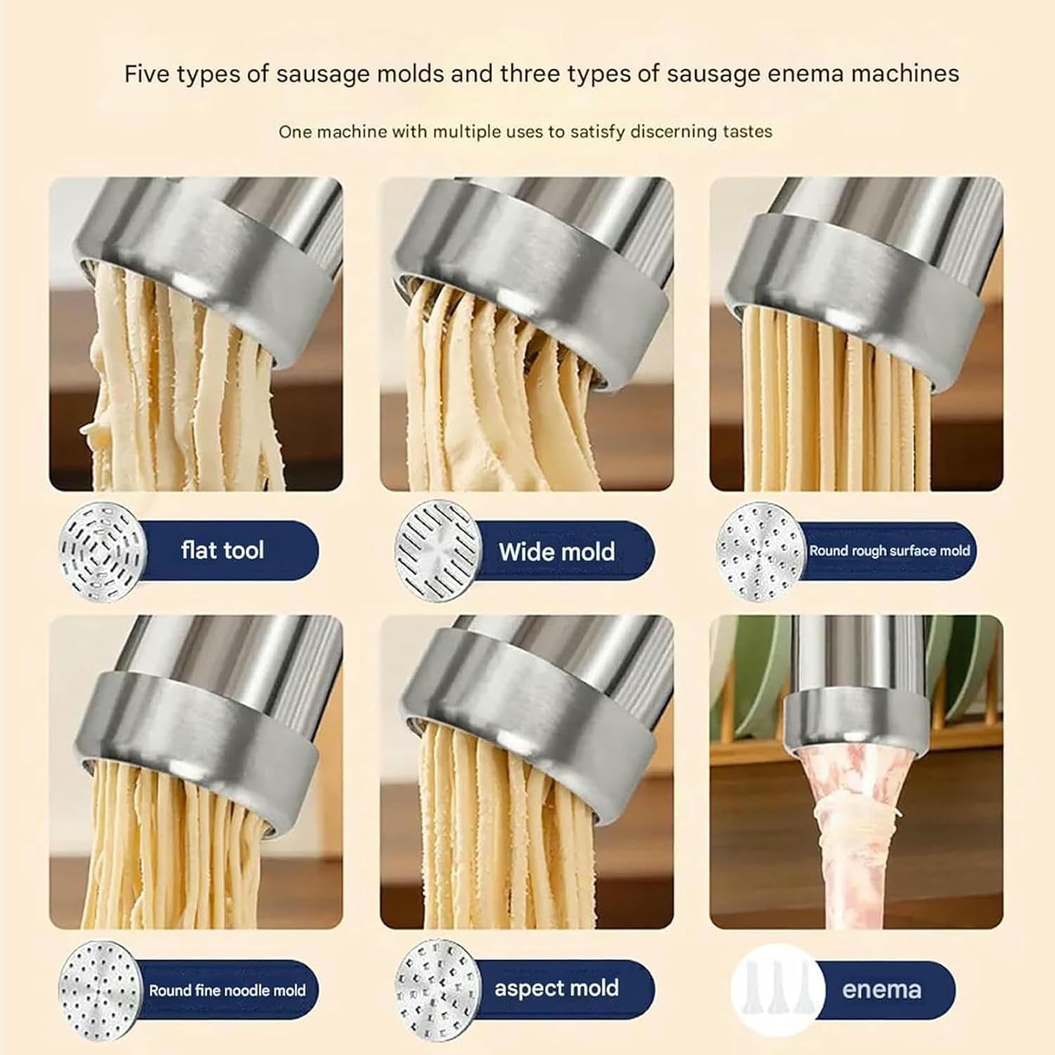 Homemade Ramen Spaghetti Maker - 5 in1 Portable Handheld Noodle Maker with Shaping Molds, Automatic Noodle Maker Cordless Pasta Machine for Restaurants Kitchens Canteens