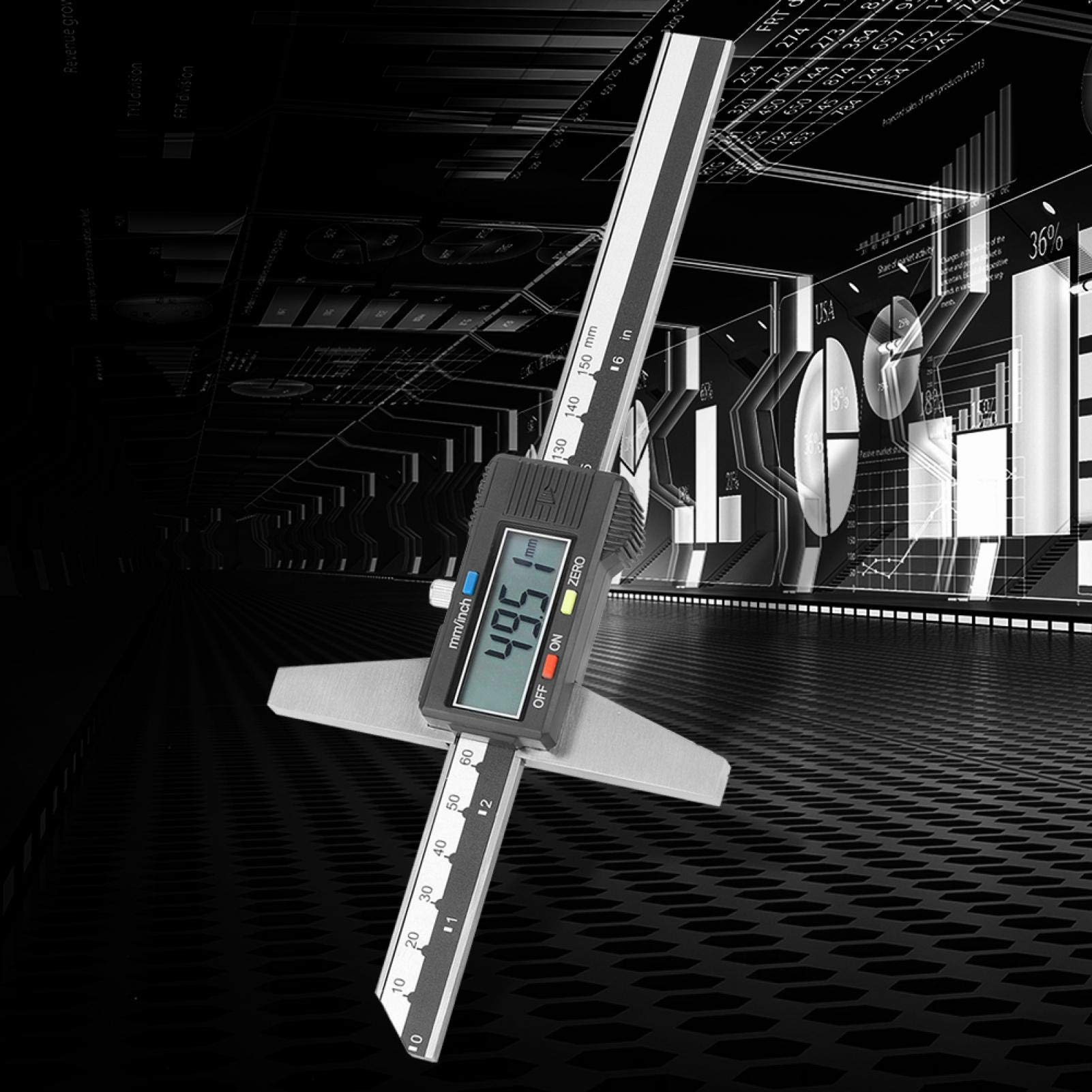 Tyenaza Calibro Digitale, Calibro Profondità Digitale in Acciaio Inox 0-150mm 0,01mm con Grande Schermo LCD Strumento Misurazione Elettronico Nonio per Casa, Fai-Da-Te e Uso Professionale