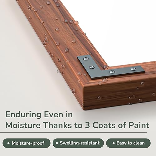 Miniatura 3 de TokeShimi Espejo de baño de 20 x 28 pulgadas, marco de madera rústica, madera natural con detalles de nogal, impermeable, instalación de tacos