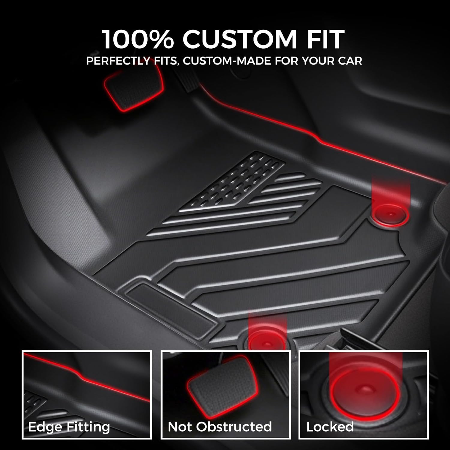 Custom Fit Floor Mats & Cargo Liner with Seat Back Covers for 2025-2026 Chevrolet Chevy Equinox/GMC Terrain (Not for Equinox EV), Anti-Slip, Heavy-Duty, All-Weather TPE Car Floor Mats, Black - Image 2