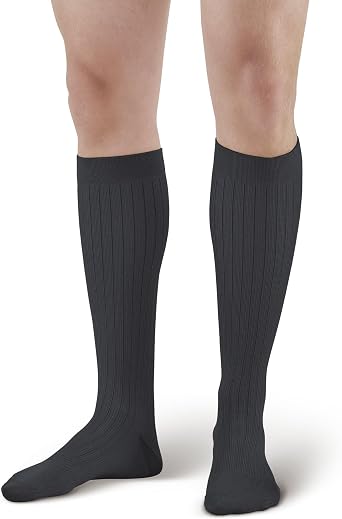 Ames Walker AW Style 128 Mens Micro/Cotton Dress 20-30 mmHg Firm Compression Knee High Socks