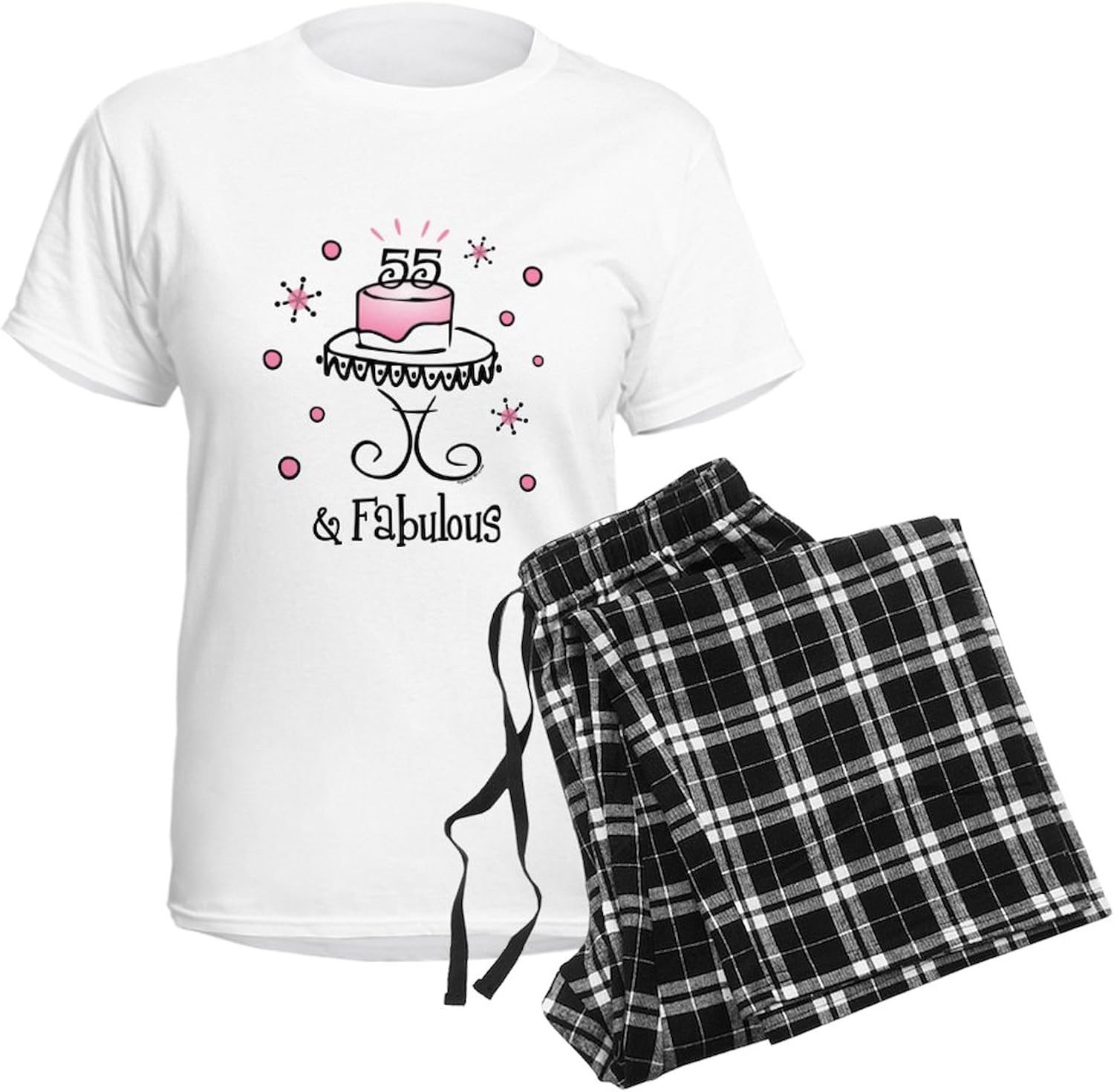 CafePress Fabulous 55 Women's Light Pajamas Women's Novelty Cotton Pajama Set, Comfortable PJ Sleepwear