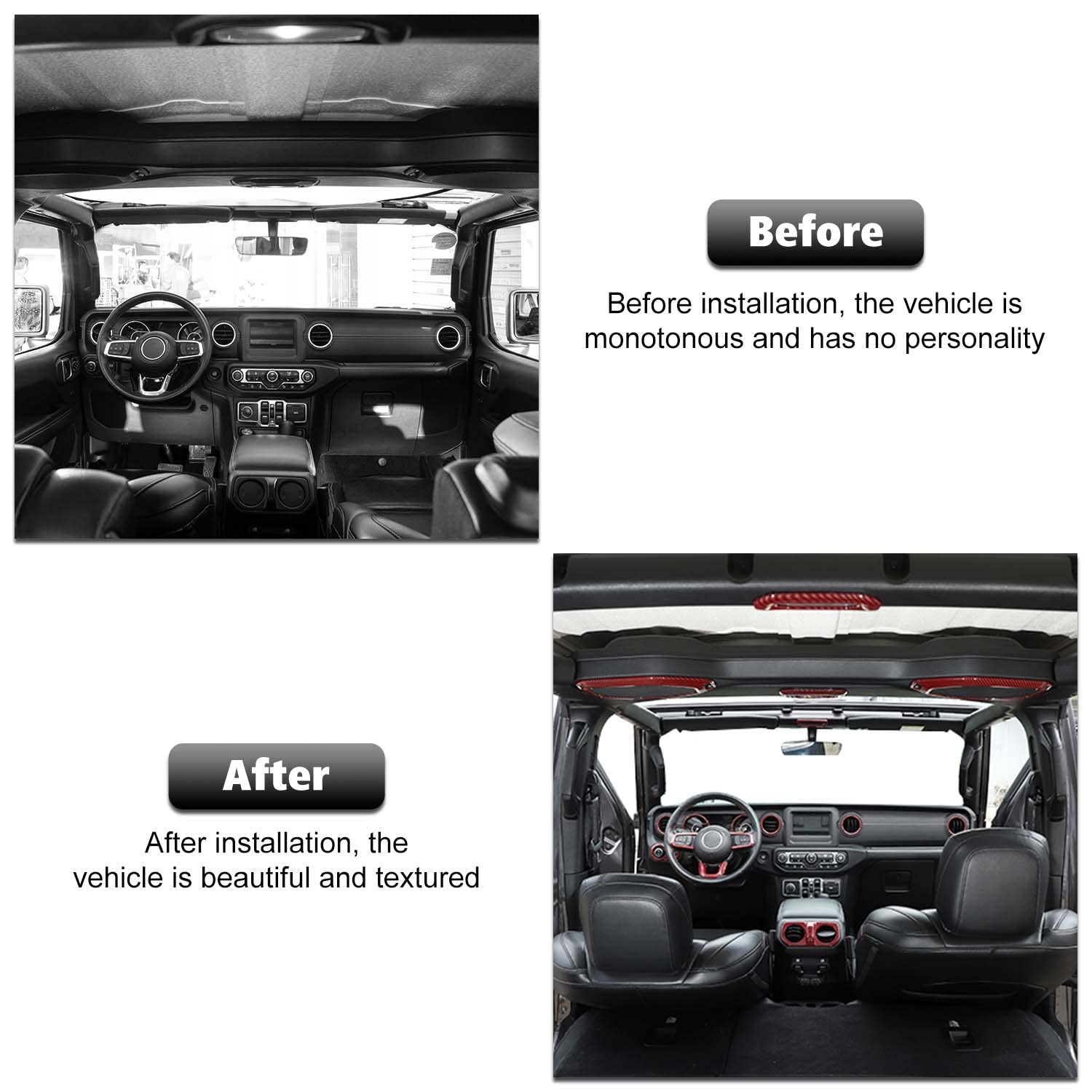 RT-TCZ 21 PCS Interior Trim Kit Cover Decoration Accessories for Jeep Wrangler JL JLU 2 Door 4 Door & Gladiator JT 2018-2022 (Red Carbon Fiber)