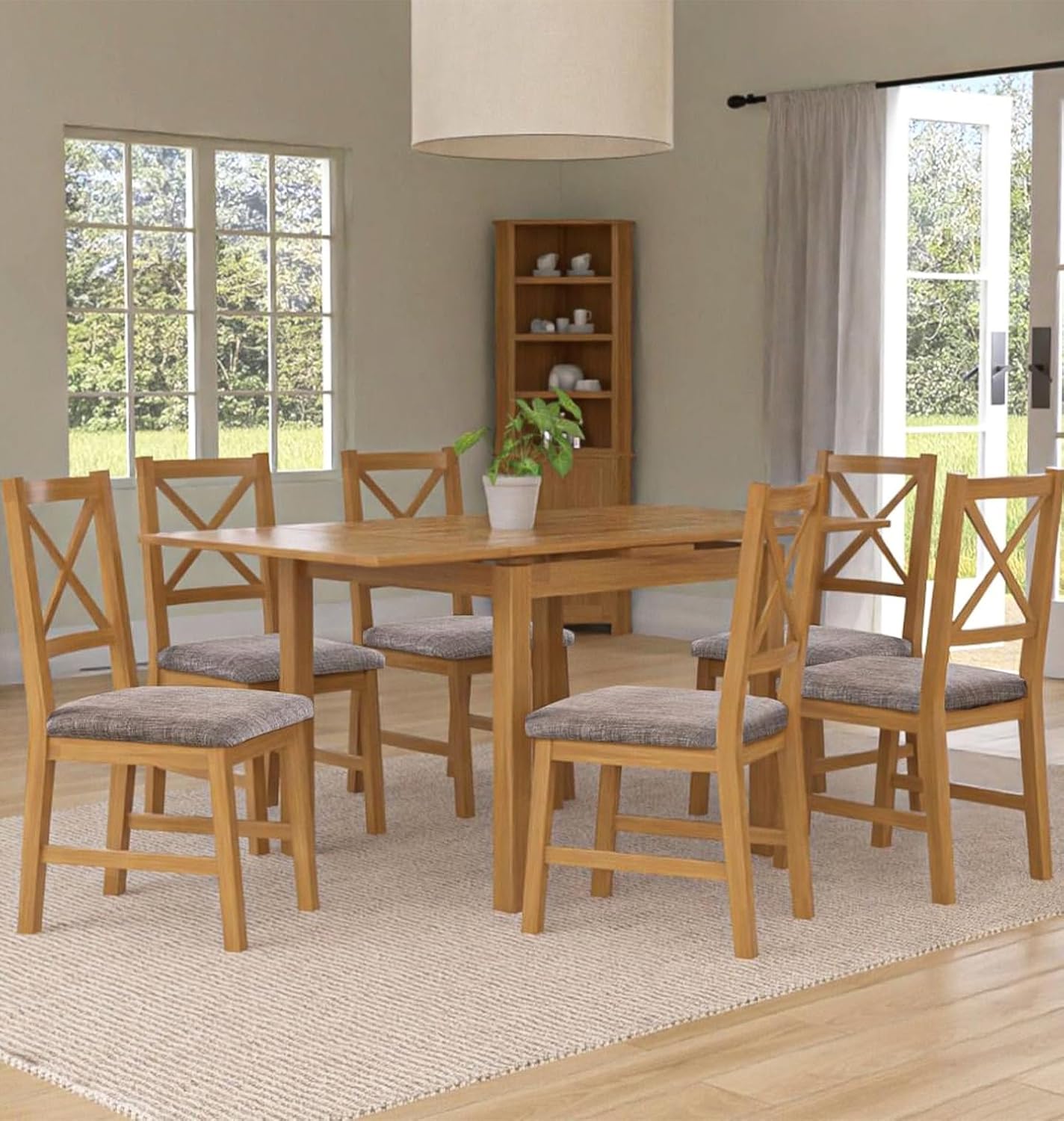 Hallowood Furniture Waverly Oak Extendable Dining Table and Chairs Set ...