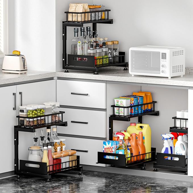 Organizador Bajo Fregadero 2 Niveles Metal Negro miniatura 4