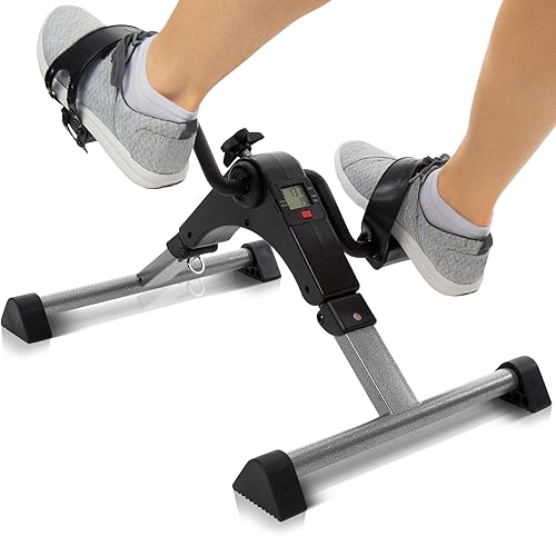 Vive Under Desk Bike Pedal Exerciser - Foot Pedal Exerciser - Foldable Portable Quiet Foot, Hand, Arm, Leg Exercise Pedaling Machine LCD Display,
